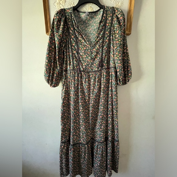 Old Navy peasant boho floral maxi dress cottagecore prairie - Picture 5 of 9